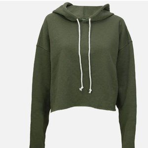 Wild Fable Women's Cropped Hoodie Olive Green, XS